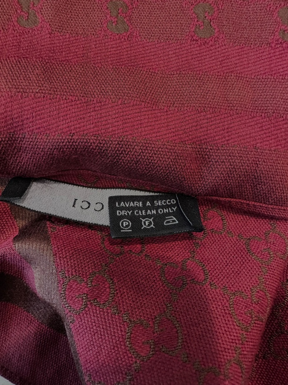 Authentic Gucci Diamente & GG Web Wool Blend Lightweight Scarf Maroon - Picture 4 of 7